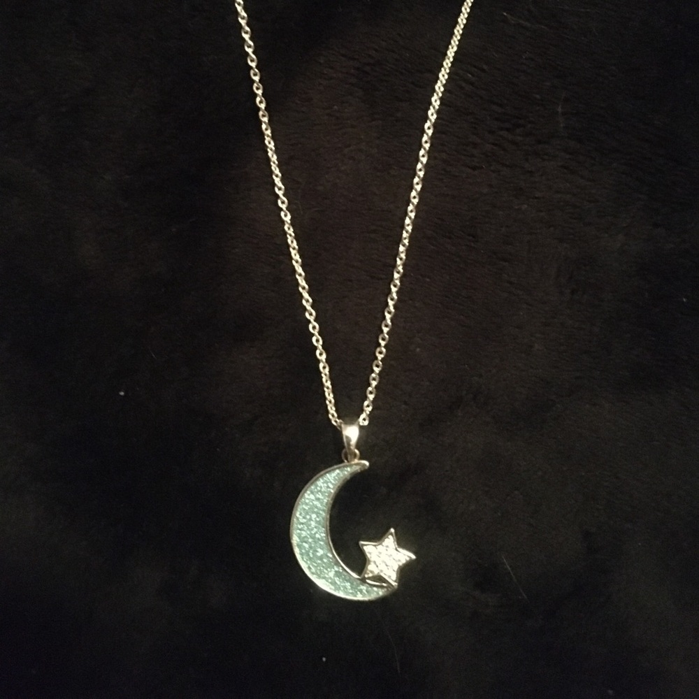 Blue Moon & Silver Star Pendant on a Silver Chain
